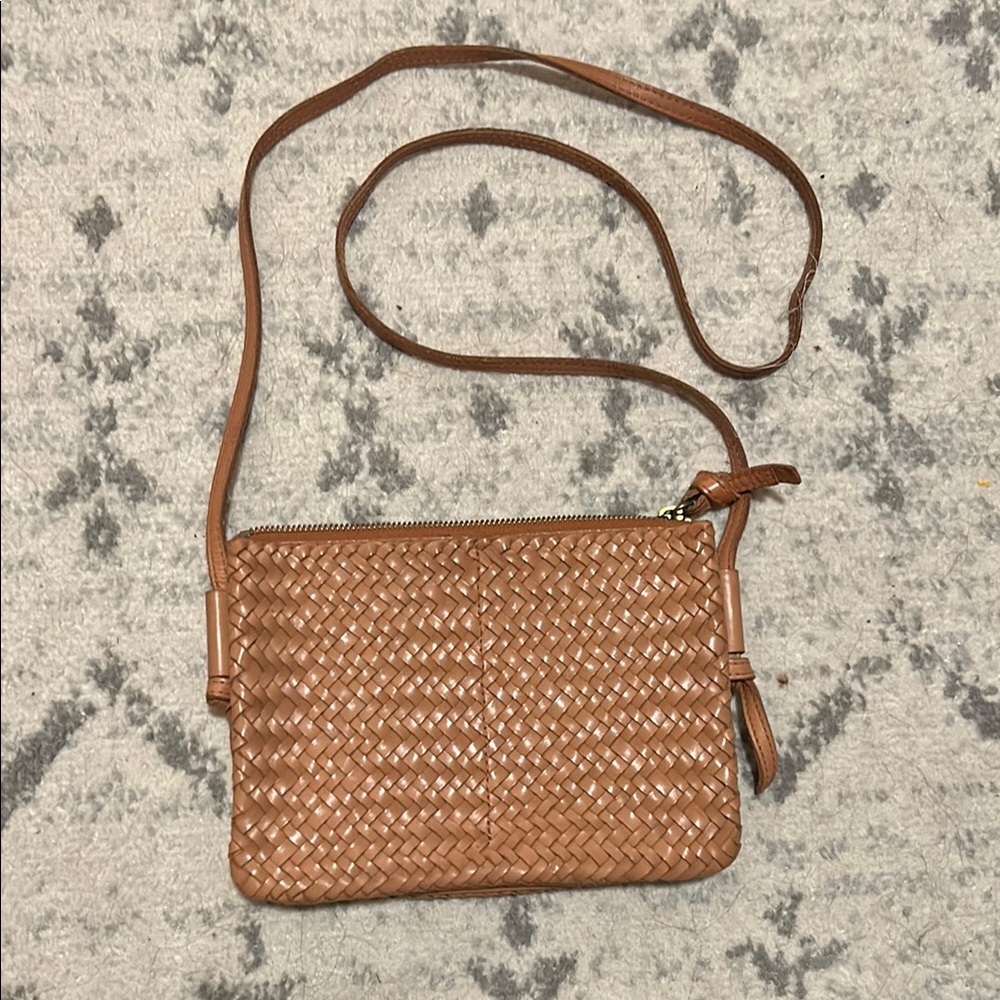 Woven Tan Madewell Crossbody Bag